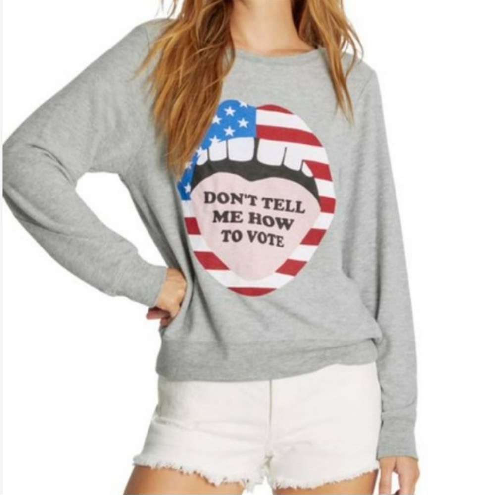 Wildfox Don't Tell Me How To Vote Sweatshirt NWT Size:M Gray